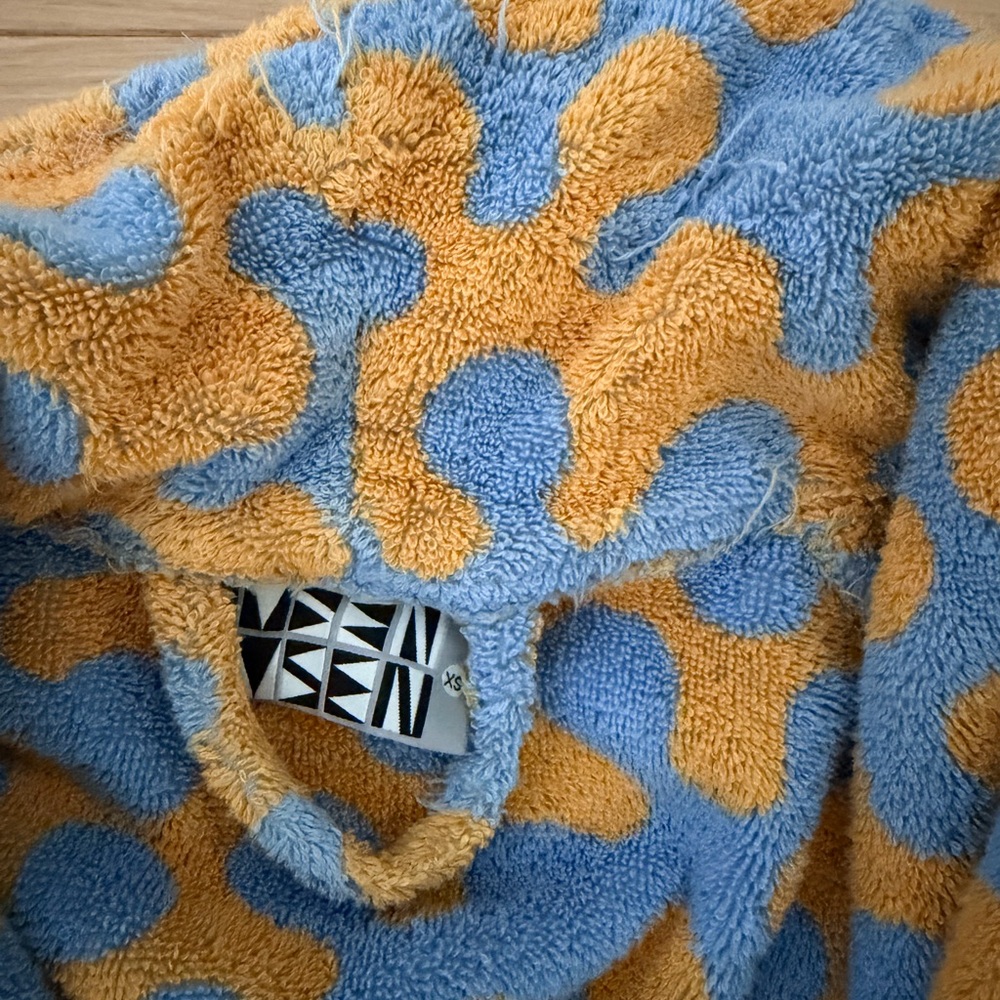 Dusen Dusen Atom Bathrobe Robe Marigold Cornflower Blue Cotton Terry XS - Picture 6 of 9